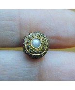 Antique Etruscan GF Slide Charm 1 Seed Pearl Ornate - £70.78 GBP