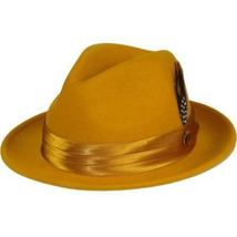 Mens Bruno Capelo Hat Australian Wool Crushable Fedora Giovani Un112 Mustard image 5