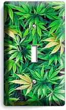 Green Cannabis Leaf Marijuana 1 Gang Light Switch Wall Plate Man Cave Room Decor - £8.29 GBP