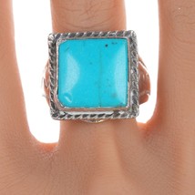 sz16+ Vintage Navajo sterling and turquoise thumb ring - $163.35