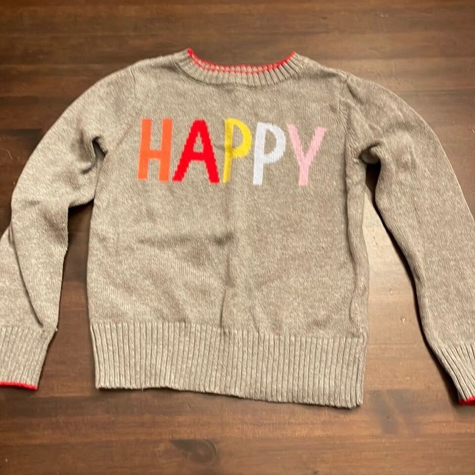 Gap Kids Girls Size XS Lightweight Crewneck Happy Sweater - $9.28
