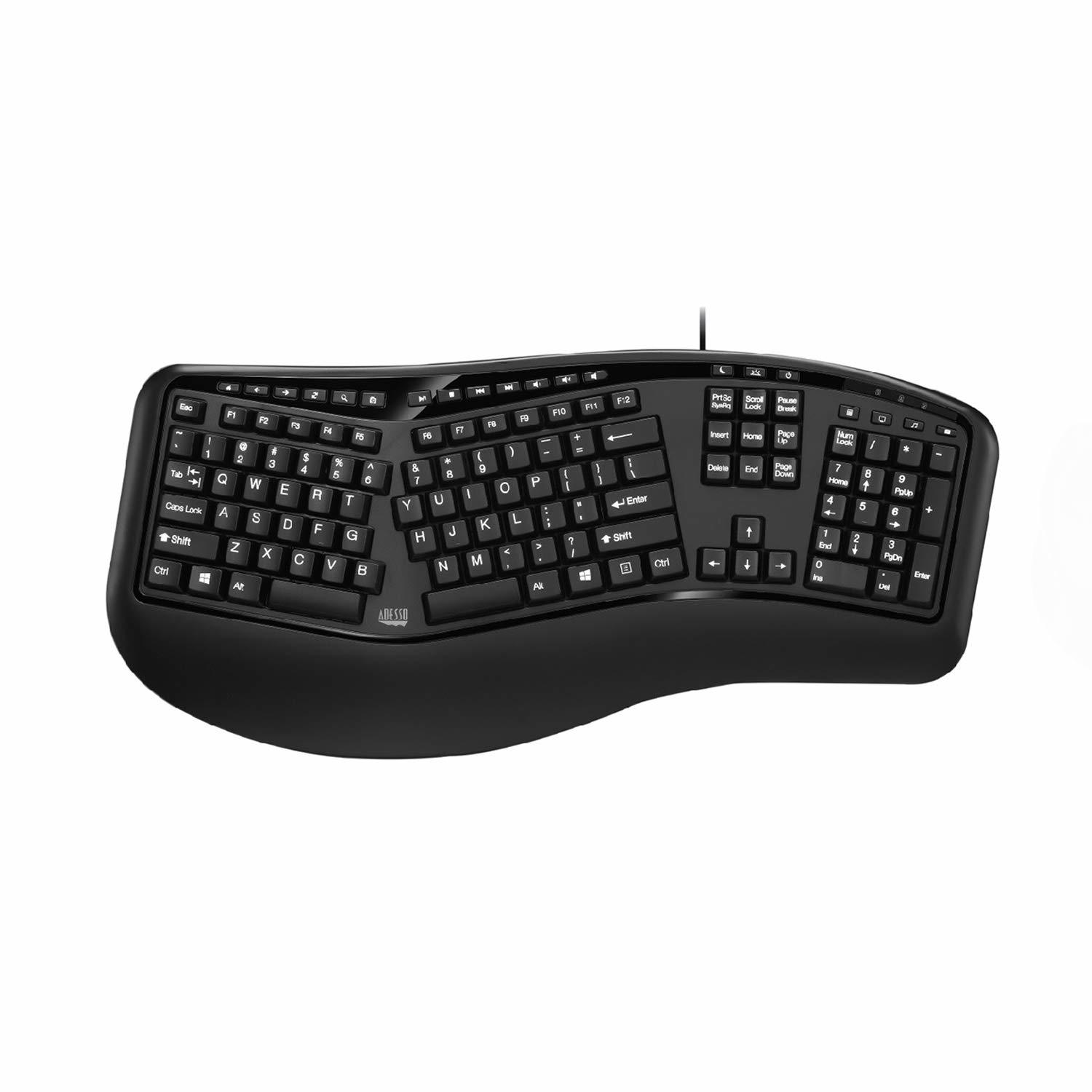 Adesso Ergonomic USB Keyboard with Integrated Palm Rest - Split Key Desi... - $67.55