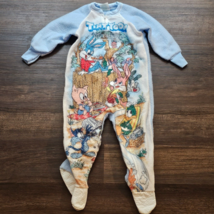 Vintage 90s Tiny Toon Adventures One Piece Zip Sleeper Pajamas PJ&#39;s Fleece 3T - £31.64 GBP