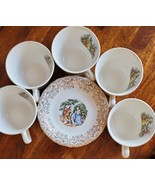 Five (5) Vintage ~ Royal Queen Colonial Pattern ~ 22 Kt. Gold Cup &amp; Sauc... - £59.77 GBP