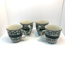 Tienshan Stoneware Coffee Tea Hot Chocolate Mug Set of 4 Green and Cream... - $19.79