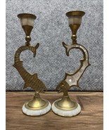 Indian Brass Candle Sticks With Mother Of Pearl Inlay SH - $685.83 MXN