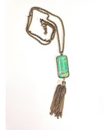 Vintage Tassel Necklace Faux Opal Pendant Long 27in Gold Tone Victorian ... - $239.70 MXN