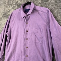David Donahue Dress Shirt Mens Large Purple Button Up Formal Party Business - $15.33