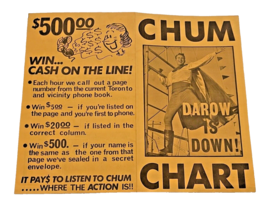 Songs CHUM Hit Parade Chart Ontario Canada Top 50 Radio Station Mike Darow 1963 - £11.84 GBP