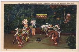 Postcard Dog Feast Dance Stand Rock Indian Ceremonial Dells Wisconsin River - £2.31 GBP