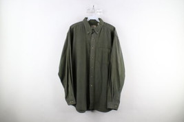 Vtg 90s LL Bean Mens Large Distressed Chamois Cloth Collared Button Shirt Green - $44.50