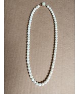 VINTAGE White Irredescent Single Strand Fauceted Glass Necklace - $13.69 CAD