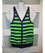 Justice Green/Blue Striped Layered Look SS Shirt Size 14 Girl&#39;s - €7,84 EUR