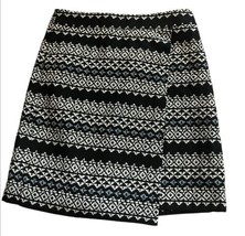 Loft Faux Wrap Skirt Geometric Print  Black Blue White Lined Size 0 Care... - $16.82