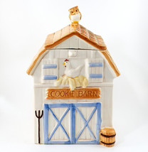 Barn Cookie Jar with Owl on Lid Chicken 12.5&quot; Tall Vintage - £47.12 GBP