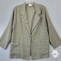 Modern Essentials Women Jacket Size M Brown Preppy Plaid Dressy Retro Vintage - £16.22 GBP