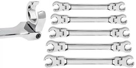5pc Double Flexible Flare Nut Line Wrench Flex Head SAE Metric Screwed on Heads - £27.52 GBP