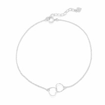 9&quot; Twisted Wire Heart Intertwined 925 Silver Chain Anklet 14K White Gold Plated - £73.99 GBP