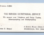 Bergen Secretarial Servizio Vintage Affari Scheda Hackensack Nj BC1 - $10.21