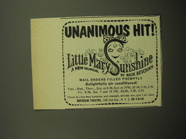1960 Little Mary Sunshine Play Advertisement - Unanimous hit - £11.77 GBP