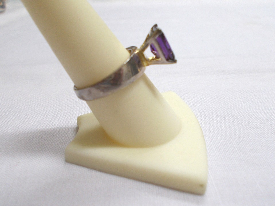 PURPLE MYSTIC TOPAZ FC Rectangle STONE VINTAGE STERLING SILVER RING US SIZE 8 Item image 2
