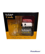 Schitt&#39;s Creek Rose Apothecary Beer Pint Glass 3 pairs Socks Rosebud Mot... - $17.65