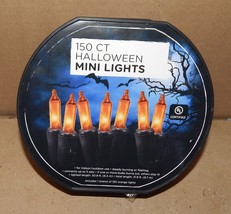 Halloween Mini Lights 150 each Orange Steady Or Flashing 30.9 feet 186J - £10.19 GBP