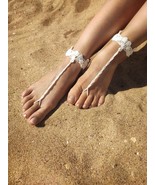 Ivory barefoot sandals Wavy lace foot accessories Beach wedding foot jew... - €14,64 EUR