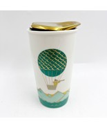 Starbucks Coffee Mug Travel Tumbler Hot Air Balloon Gold Lid 12oz Cerami... - £23.48 GBP