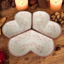 Temp-Tations Appetizer Serving Baking Set 3 Pc Floral Lace Red Heart Sha... - £23.34 GBP