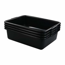 13 L Black Commercial Bus Boxes, Plastic Bus Boxes/Dish Bus Tubs, 4, Zer... - £33.01 GBP