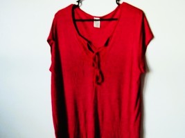 Beautiful Faded Glory Ladies Soft Red Top Short Sleeve Stretchy Size XXL (20) - £11.71 GBP