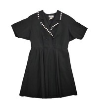 Vintage 80s Willi of California Black Collared Swing Dress, Sz 10 Witchy... - £29.92 GBP