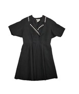 Vintage 80s Willi of California Black Collared Swing Dress, Sz 10 Witchy... - $38.70