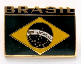 Brazil Flag Pin BRASIL Ordem e Progresso Souvenir Travel Pride Collectib... - $9.99