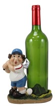 Cartoon Fat Golfer At Golf Driving Range Swinging Club Wine Holder Figurine - £27.96 GBP