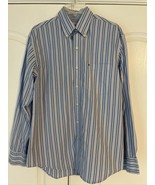 IZOD MEN&#39;S LONG SLEEVED SHIRT SZ S small WHITE BLUE STRIPED - $6.77 CAD