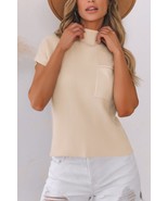 Lindsey Patch Pocket Ribbed Knit Short Sleeve Sweater - $28.79