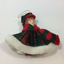 Vintage 80s Victorian Doll Head Caroler Christmas Ornament Holiday Decor - £23.88 GBP