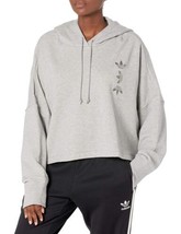 adidas Originals womens Large Logo Cropped Hoodie Sweatshirt FS7235 Gray - $27.05+