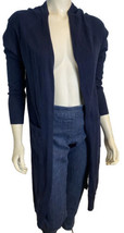 Love Tree Navy Open Long Sleeve Long Cardigan Front Pockets Size L - $28.49