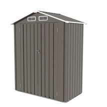 5x3 Compact Gray Metal Outdoor Storage Shed - Pitched Roof, Lockable - $195.99