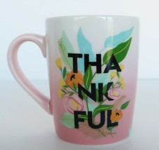 Green, blue, &amp; pink Starbucks 10 oz coffee mug cup &quot;Thankful&quot; - £16.02 GBP