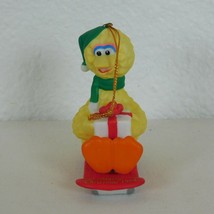 Big Bird Christmas Ornament 1994 Grolier Jim Henson Sesame Street Sled Yellow - £11.57 GBP