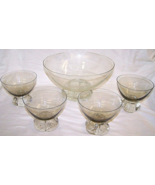 MCM Glass BUBBLE STEM Vtg Serving + 4 Small Dessert Bowls MURANO? Carl E... - $125.99