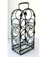 7 Bottle Wine Rack Table Top Wrought Iron Ivy with Handle Teal Painted o... - £37.83 GBP