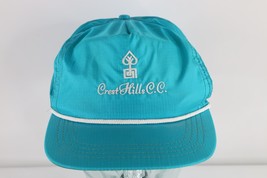 Vtg 80s Streetwear Crest Hills Country Club Ripstop Leather Strapback Hat USA - £26.69 GBP