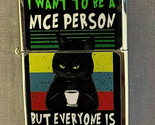 I Want to be a Nice Person Cat Flip Top Dual Torch Lighter Wind Resistant - $16.78