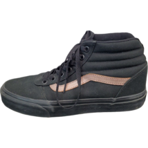 Vans Sneaker Shoes Womens Sz 7.5 Black Rose Gold Casual Lace Up High Top Slip On - £20.18 GBP