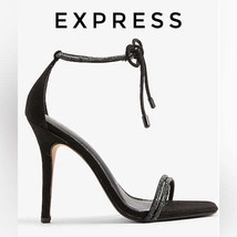 Express Embellished Tubular Ankle Tie Heeled Sandals, Size 9 - $44.55
